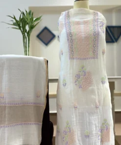 Pastel Mul Chanderi Chikankari Set