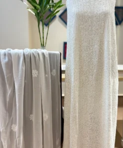 Ivory Georgette Mukaish Chikankari Set