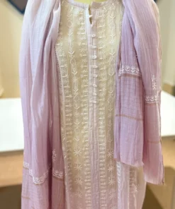 Alternative view of Ombre purple Lucknavi Mul Chanderi