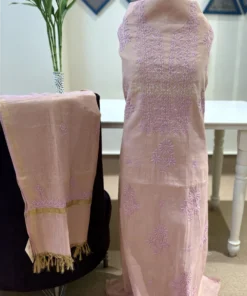 Blush Rose Tissue Handcrafted Chikankari Suit Set