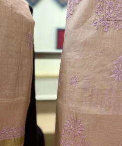Alternative view of Blush Rose Tissue Handcrafted Chikankari Suit Set