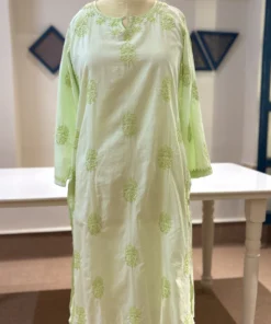Pistachio Bloom Chikankari Kurti