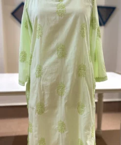 Alternative view of Pistachio Bloom Chikankari Kurti