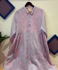 Lavender Blush Handcrafted Chikankari Cotton Kurti