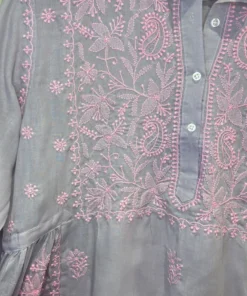 Alternative view of Lavender Blush Handcrafted Chikankari Cotton Kurti