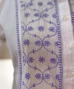 Alternative view of Ivory Lavender Handcrafted Chikankari Cotton Top