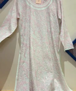 Alternative view of Pastel Floral Jaal Embroidered Kurta