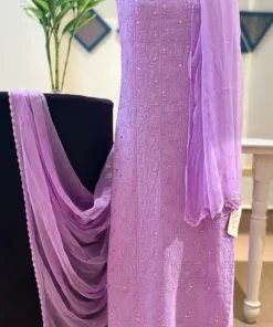 Lilac Georgette Chikankari Suit with Kamdani Work