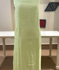 Alternative view of Pista Green Kota Doriya Chikankari Suit Set