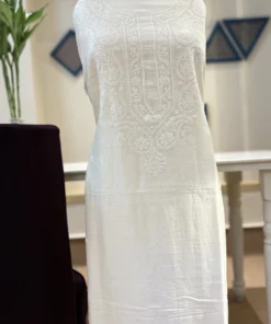 Ivory Mul Chanderi Handwork Chikankari Kurti