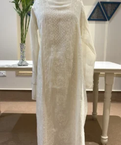 Ivory Mul Chanderi Chikankari Suit