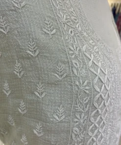 Alternative view of Mint Ivory Kota Silk Handcrafted Chikankari Suit