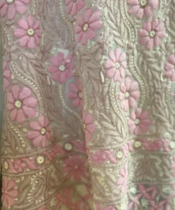 Alternative view of Georgette Handcrafted Chikankari Floral Suit Set with Pink Shadow Work & Dupatta