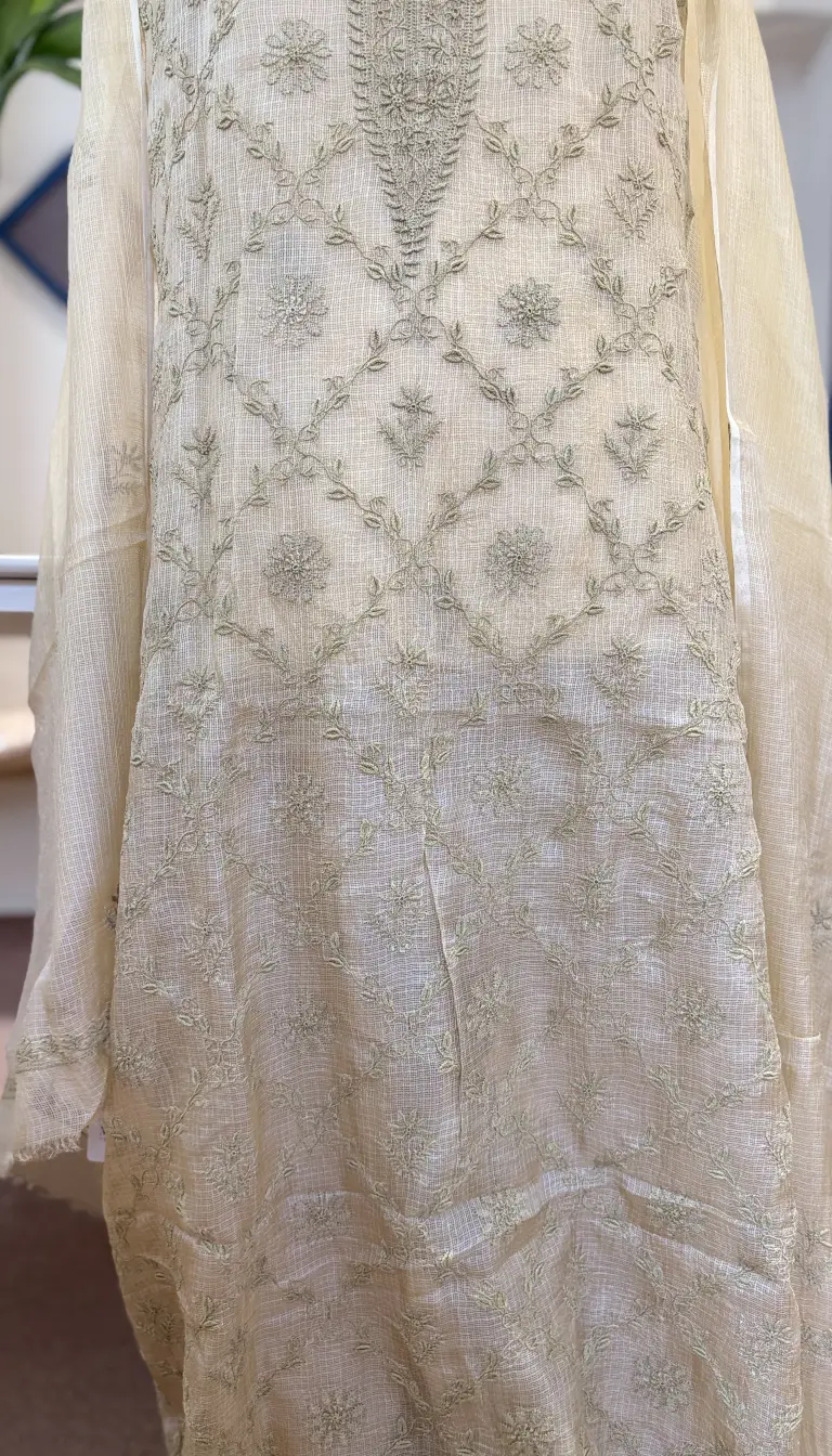Alternative view of Kota Silk Handcrafted Chikankari Suit Set