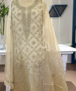 Kota Silk Handcrafted Chikankari Suit Set