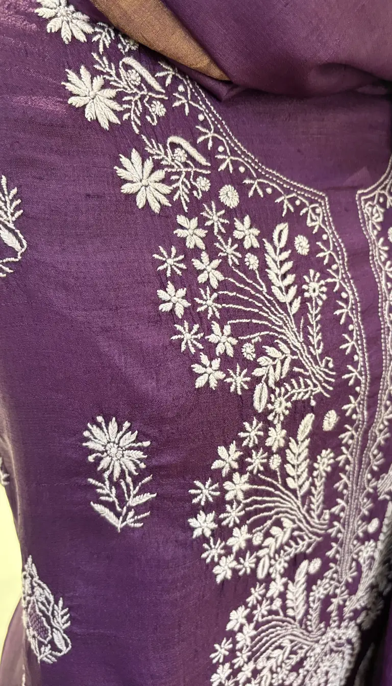 Tussar Silk Handcrafted Chikankari 3PC Set - Image 3