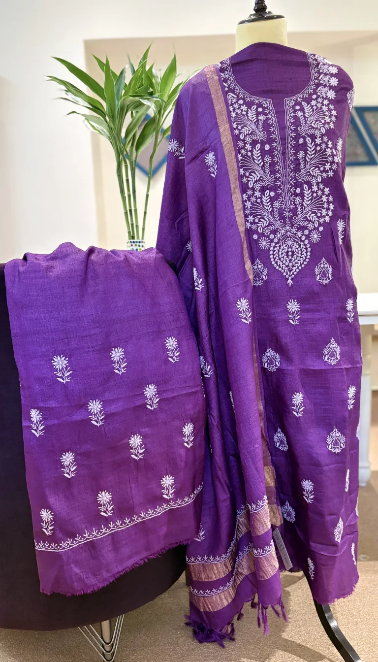 Tussar Silk Handcrafted Chikankari 3PC Set