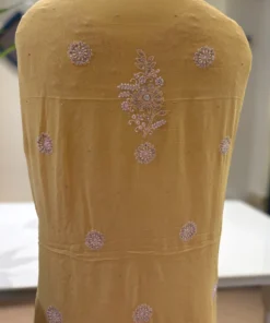 Alternative view of Sunflower Yellow Georgette Handcrafted Chikankari Jaal 2PC Set