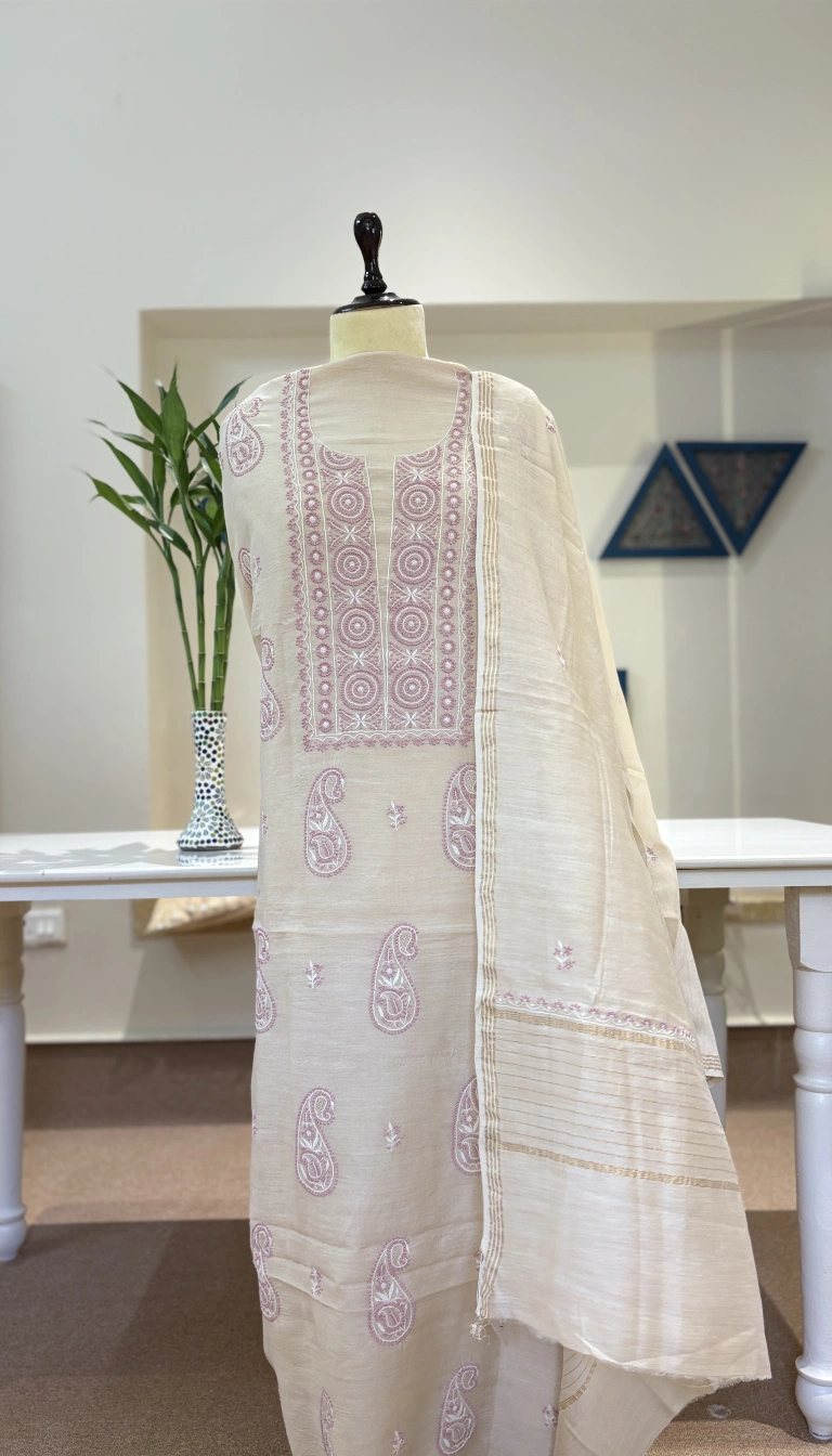 Moonga Silk Handcrafted Chikankari 2PC Set