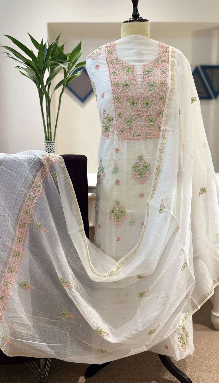 Ivory Mul Chanderi Chikankari 2pc Set