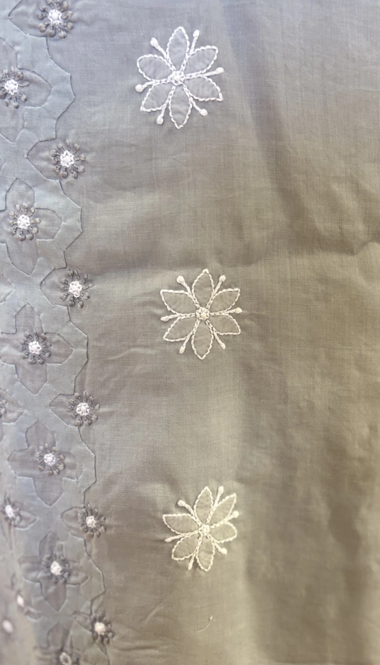 Alternative view of Powder Blue Cotton Chikankari 3pc Unstitched Set
