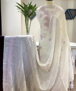 Ivory Khadi Chanderi Handcrafted Chikankari 2pc Set