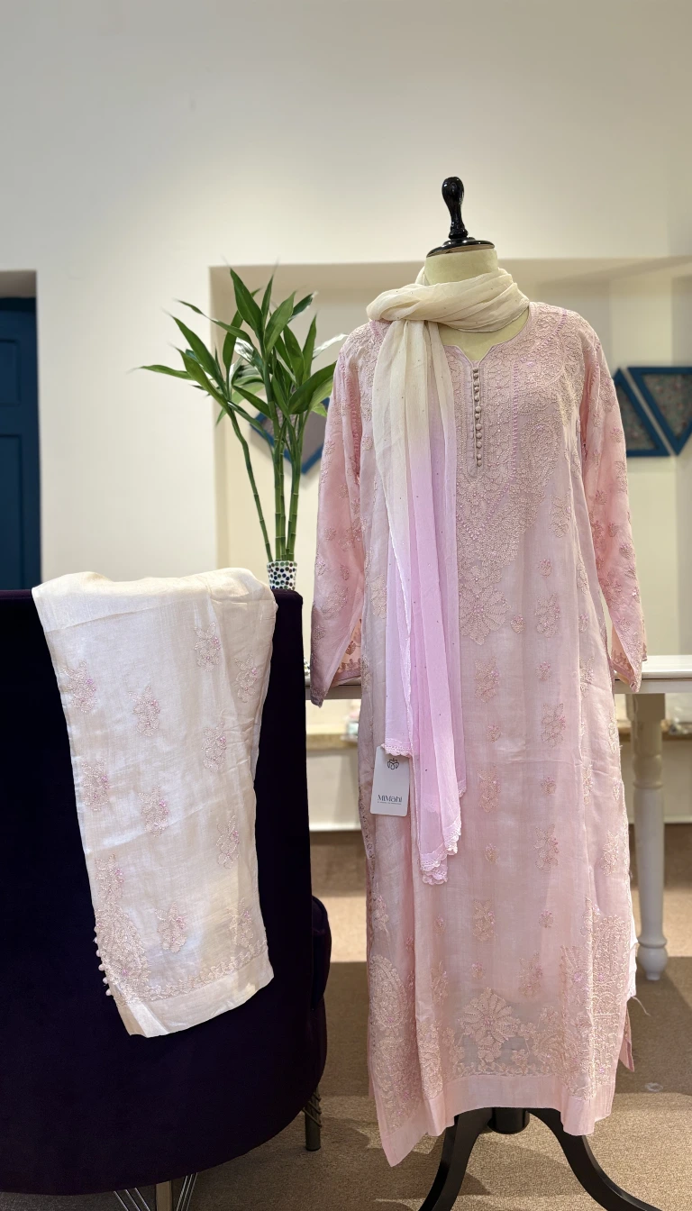 Blush Noor Chikankari Silk Set