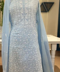 Blue Chikankari Cotton Set