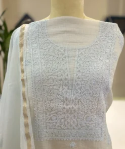 Alternative view of Ice Blue Doriya Chikankari 2PC Set
