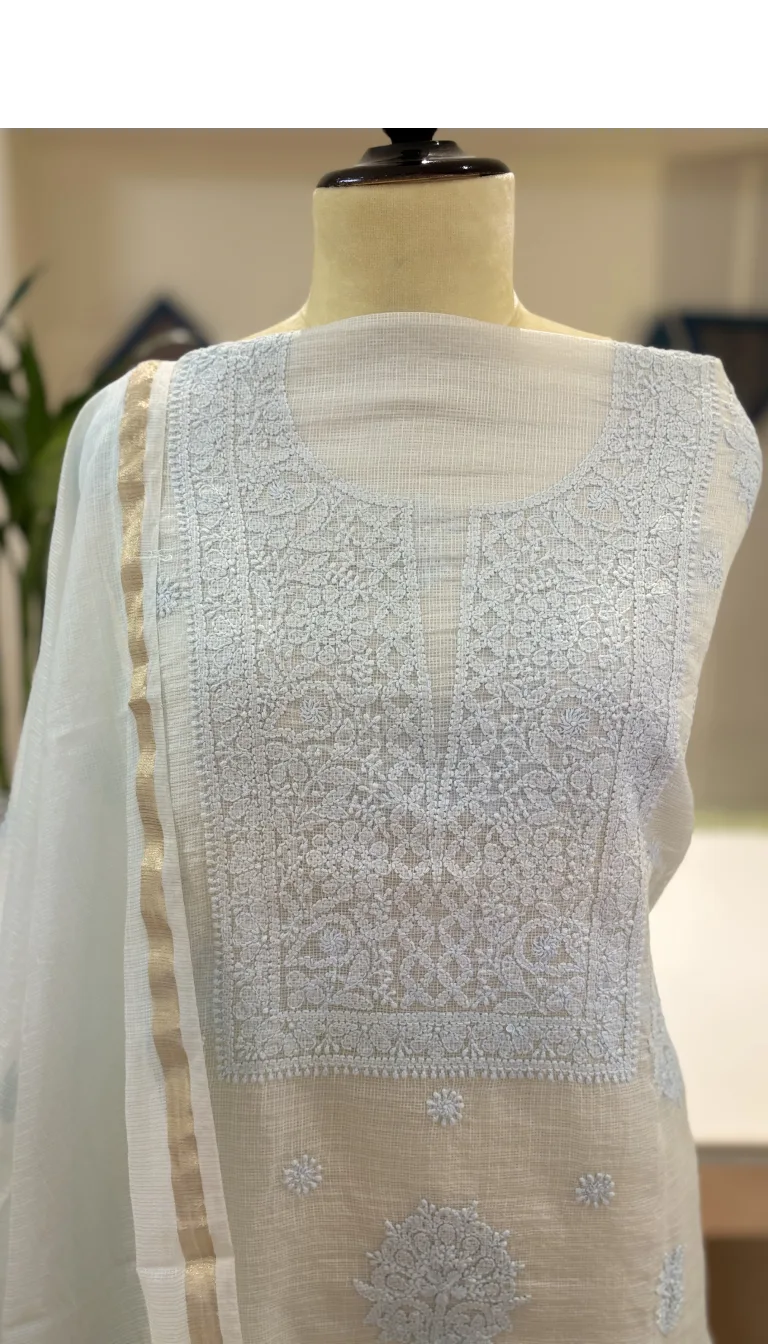 Alternative view of Ice Blue Doriya Chikankari 2PC Set