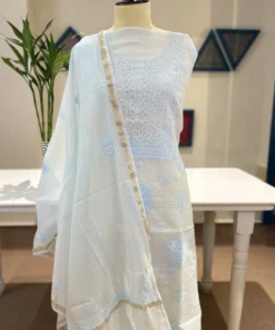 Ice Blue Doriya Chikankari 2PC Set