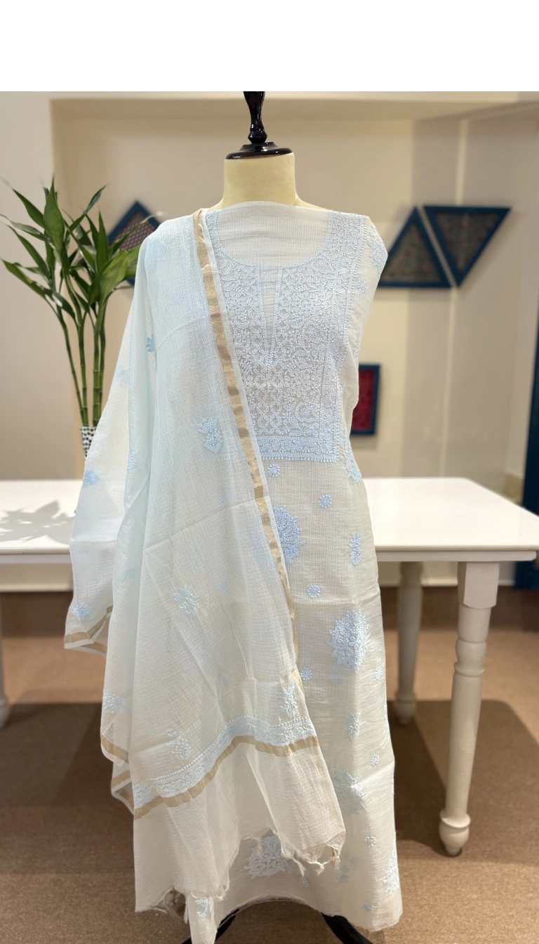 Ice Blue Doriya Chikankari 2PC Set