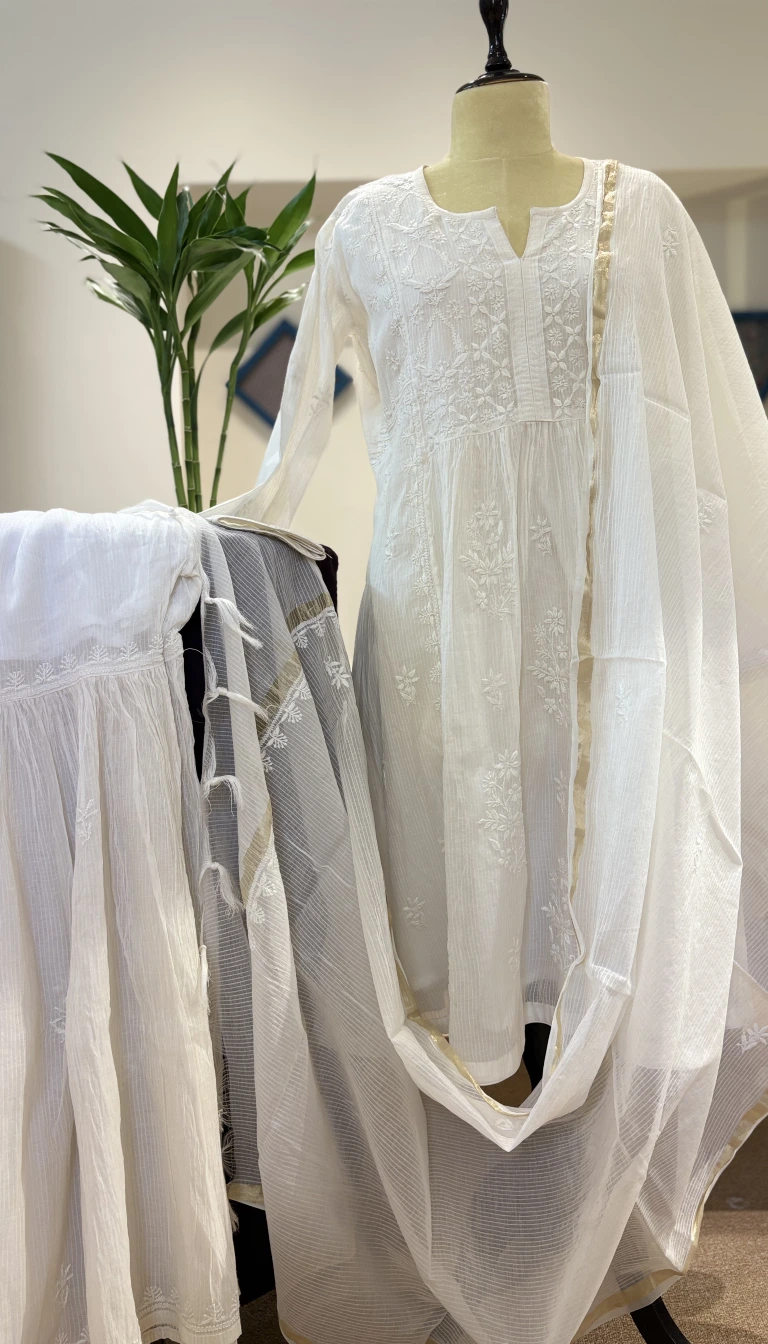 Ivory Chikankari Sharara Set