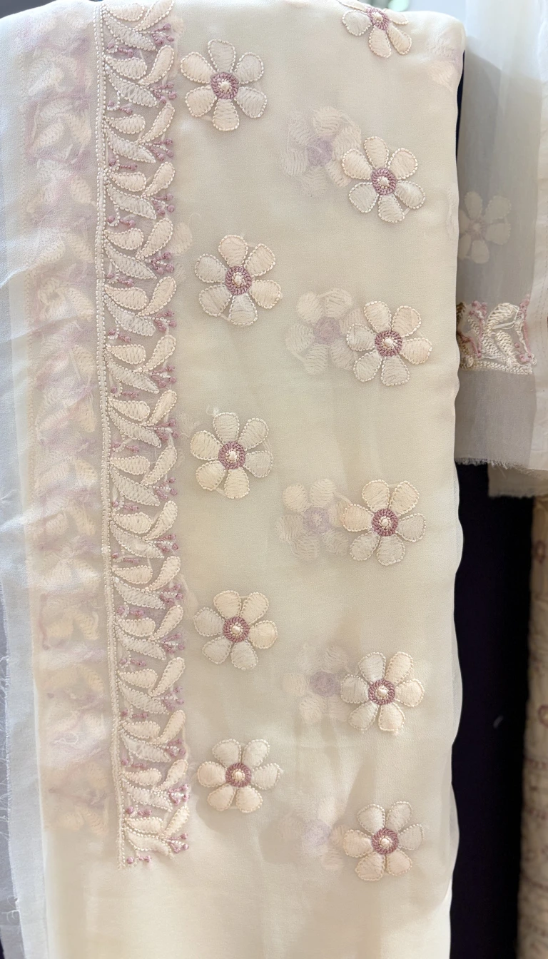 Alternative view of Buttercream Floral Chikankari 3pc Set