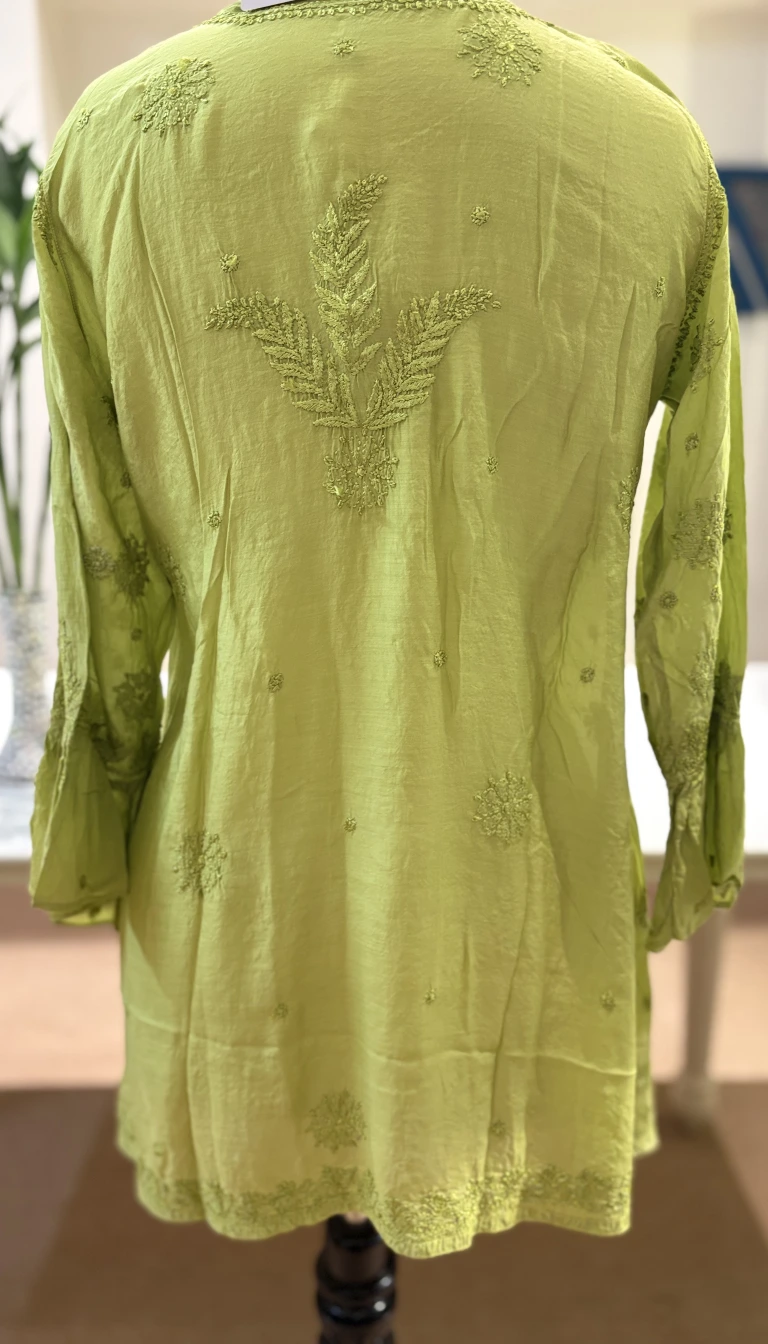Alternative view of Pistachio Chikankari Muslin Top