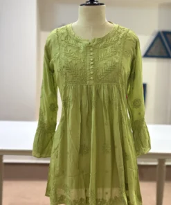 Pistachio Chikankari Muslin Top