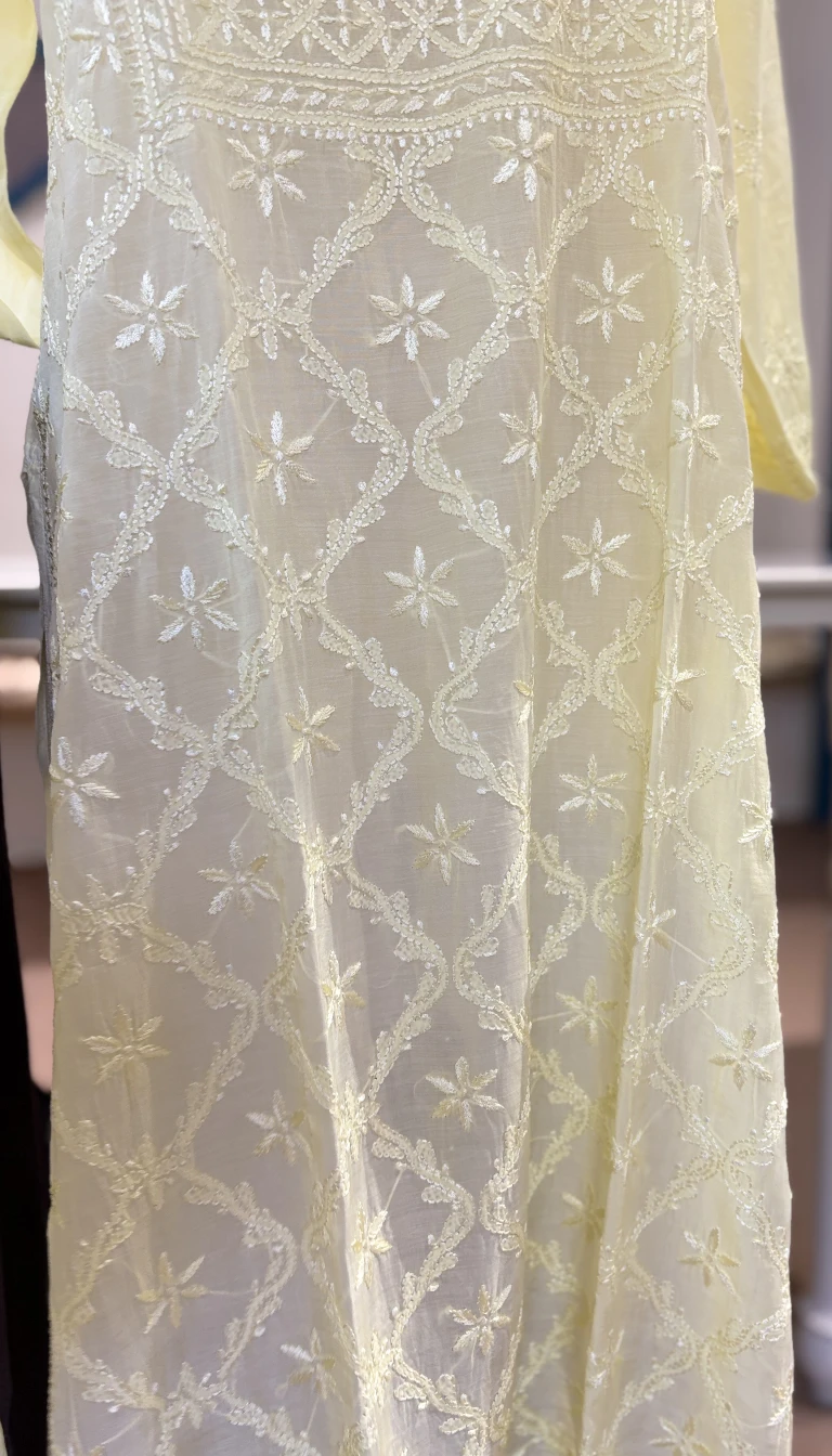 Alternative view of Butter Glow Chikankari Set
