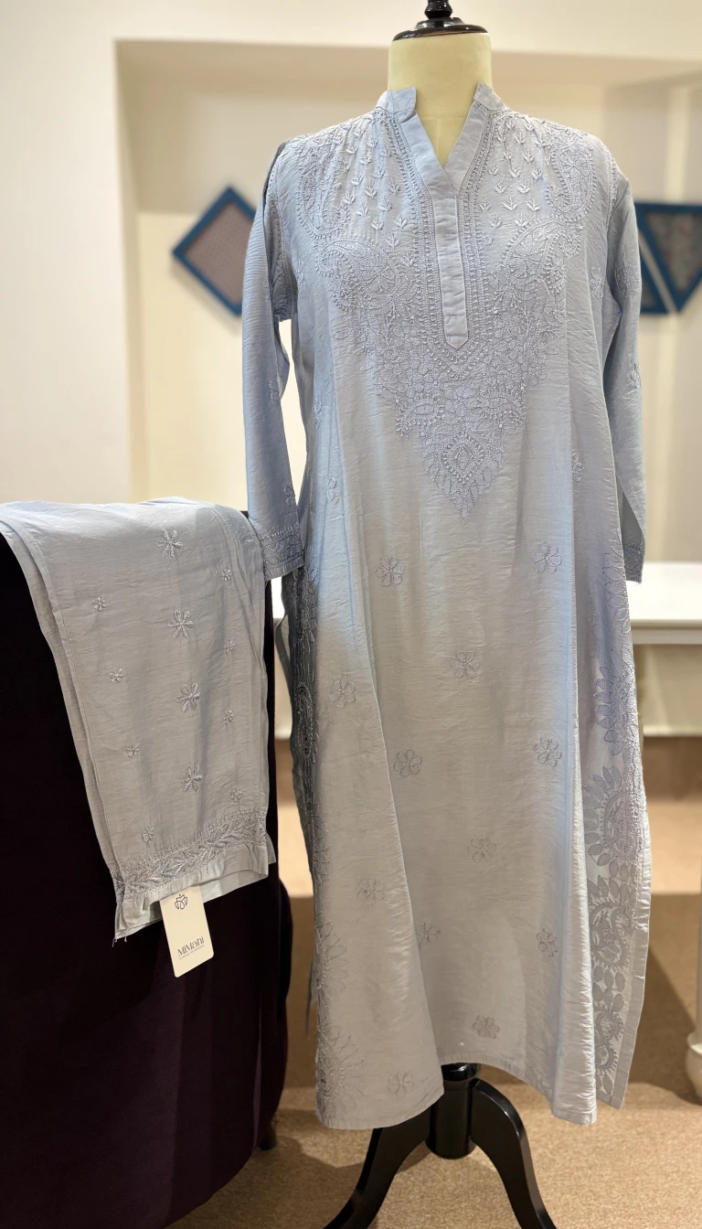 Gray Chikankari Set
