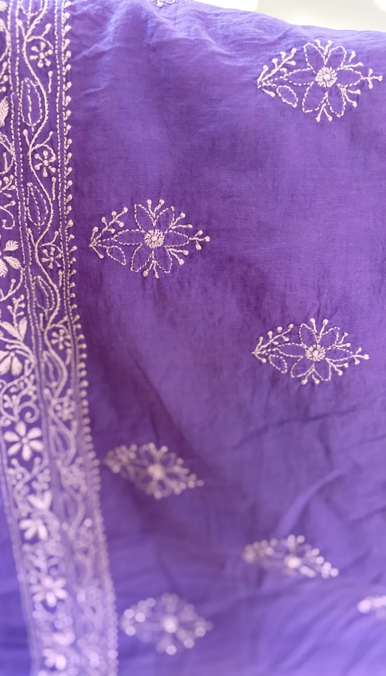 Royal Lavender Premium Cotton Chikankari Set - Image 3