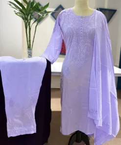 Pastel Lavender Mul Cotton Chikankari