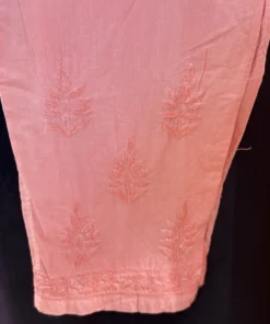 Alternative view of Blush Peach Handcrafted Chikankari Mul Cotton 3-Piece Suit Set