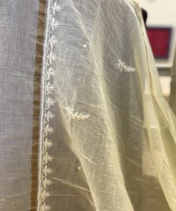 Alternative view of Ivory Lemon Mul Chanderi Handcrafted Chikankari Suit
