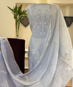Mul Chanderi Handcrafted Chikankari Suit