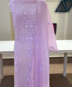 Lilac Mul Chanderi Chikankari Set