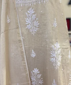 Alternative view of Champagne Tissue Handcrafted Chikankari Pearl Work Suit Set