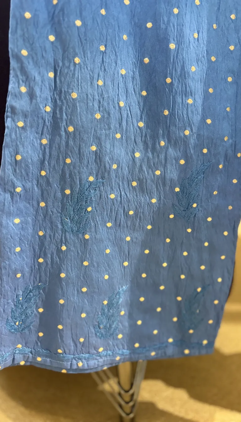 Alternative view of Mul Chanderi Chikankari Kurti Palazzo Set