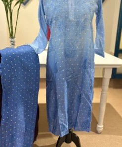 Mul Chanderi Chikankari Kurti Palazzo Set