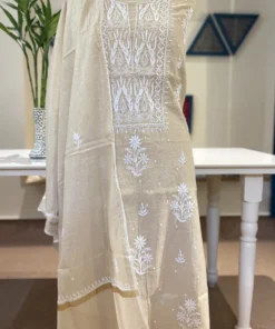 Champagne Pearl Chikankari Tissue Set