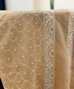 Alternative view of Chikankari Mul Chanderi Unstitched Suit Set