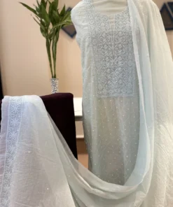 Pearl Chikankari Mul Chanderi Set